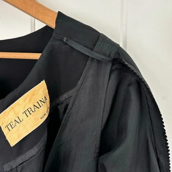 Vintage 1960s Teal Traina Dress Black Mod Unique Collectible Minimal Monochrome - Picture 11 of 16